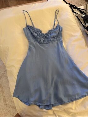 Astr Light Blue Satin Spaghetti-Strap Chemise